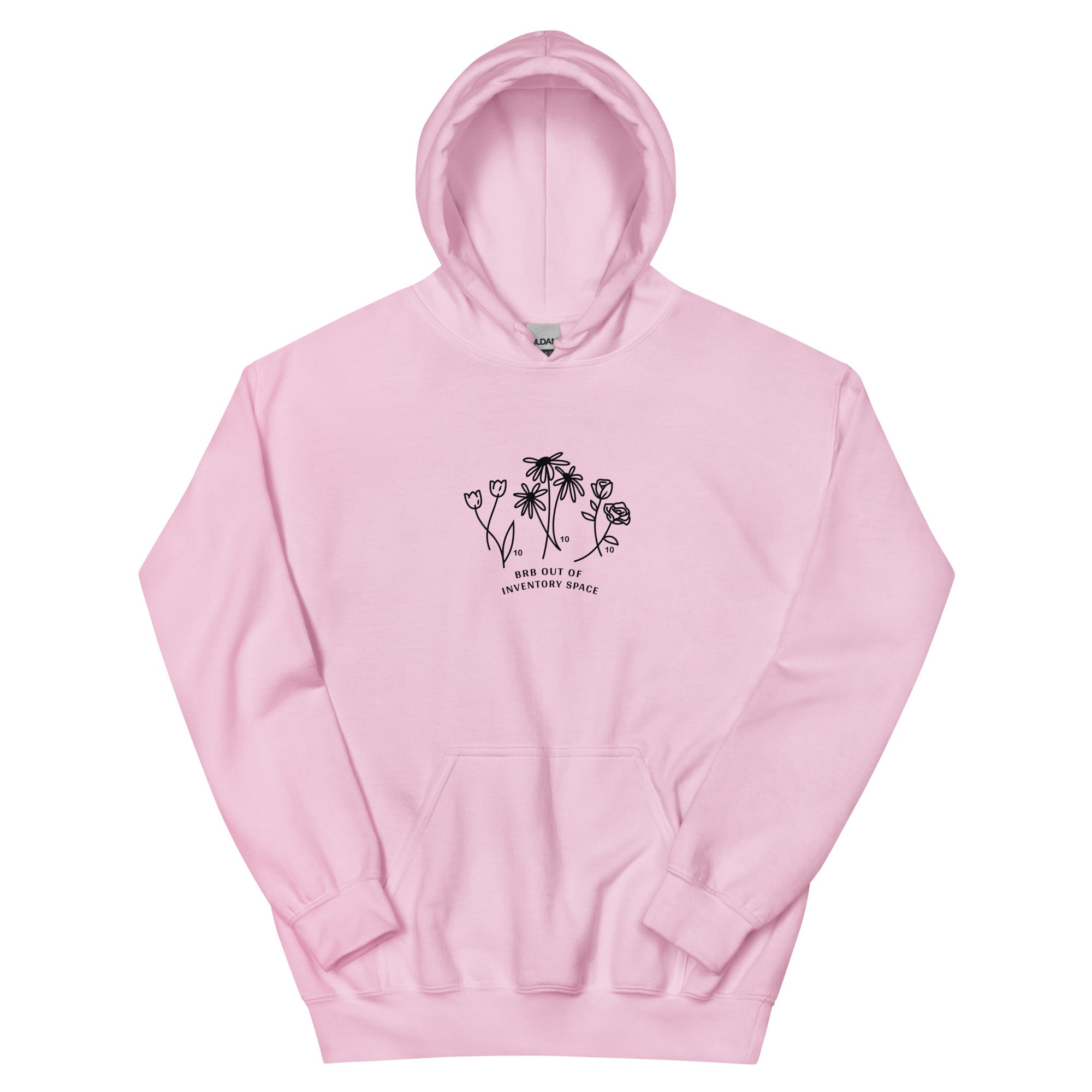 BRB Out of Inventory Space | Unisex Hoodie | Animal Crossing Threads and Thistles Inventory Light Pink S 