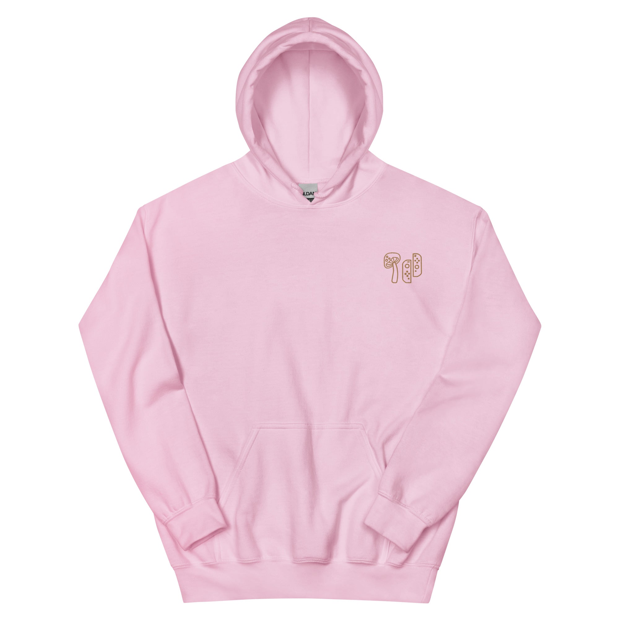 Mushroom & Switch | Embroidered Unisex Hoodie | Cozy Gamer Threads and Thistles Inventory Light Pink S 