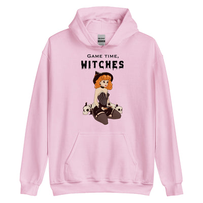 Game Time, Witches | Fall Unisex Hoodie Threads & Thistles Inventory Light Pink S 