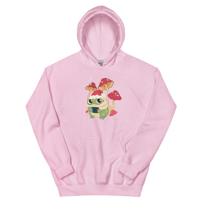 Christmas Frog | Cozy Gamer Christmas | Unisex Hoodie Hoodie Threads & Thistles Inventory Light Pink S 