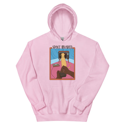 Space Invader | Unisex Hoodie | Retro Gaming Threads & Thistles Inventory Light Pink S 