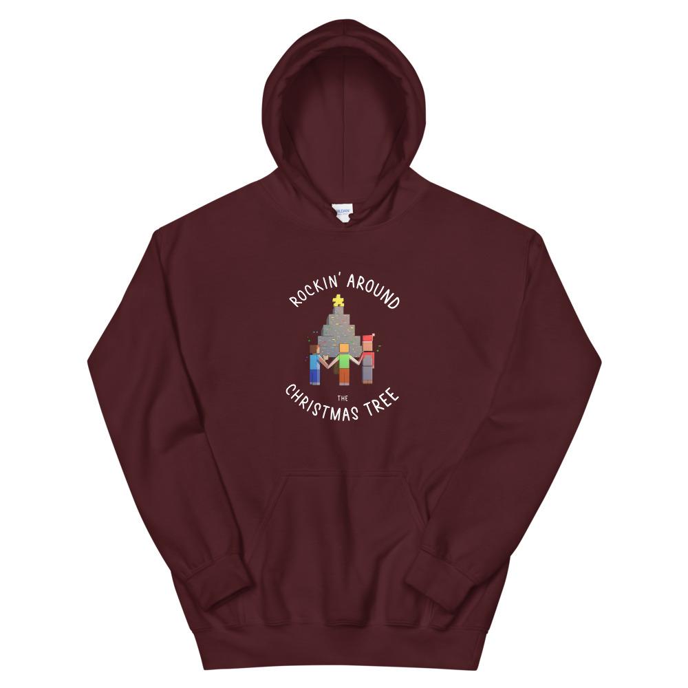 Rockin' Around | Seasonal Unisex Hoodie | Minecraft Threads and Thistles Inventory Maroon S 