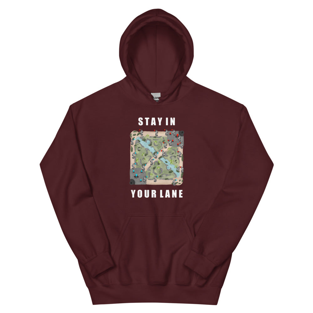 Stay In Your Lane | Unisex Hoodie | League of Legends Threads and Thistles Inventory Maroon S 