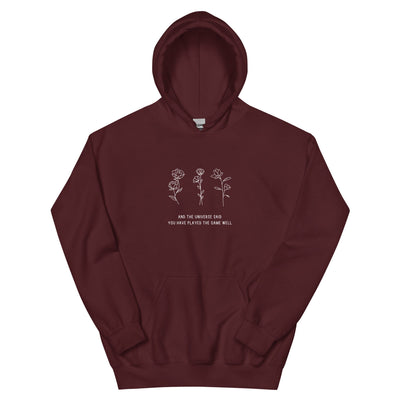 You Have Played the Game Well | Unisex Hoodie | Minecraft Threads and Thistles Inventory Maroon S 
