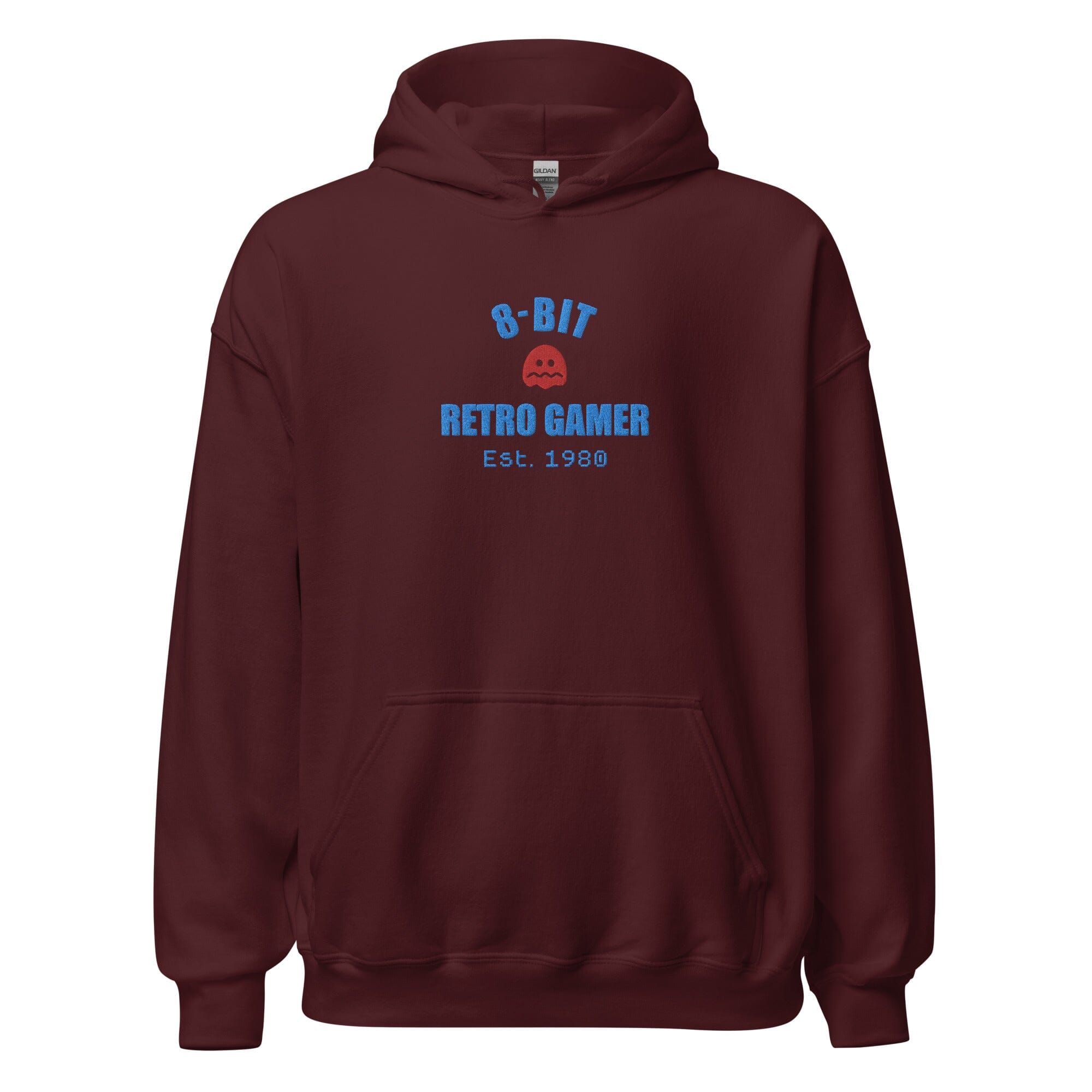 8-Bit Retro Gamer | Embroidered Unisex Hoodie | Retro Gaming Threads & Thistles Inventory Maroon S 