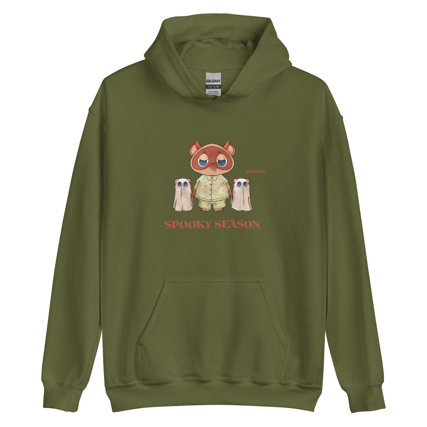Spooky Season | Unisex Hoodie | Animal Crossing Fall Cozy Gamer Threads and Thistles Inventory Military Green S 