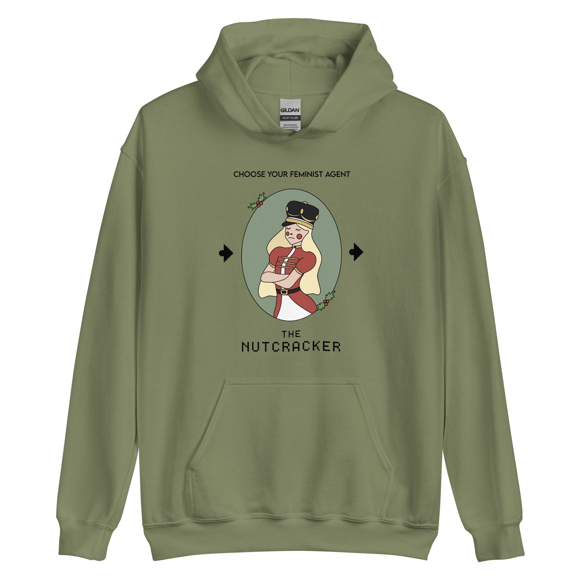 The Nutcracker | Unisex Hoodie | Feminist Gamer Christmas Threads & Thistles Inventory Military Green S 
