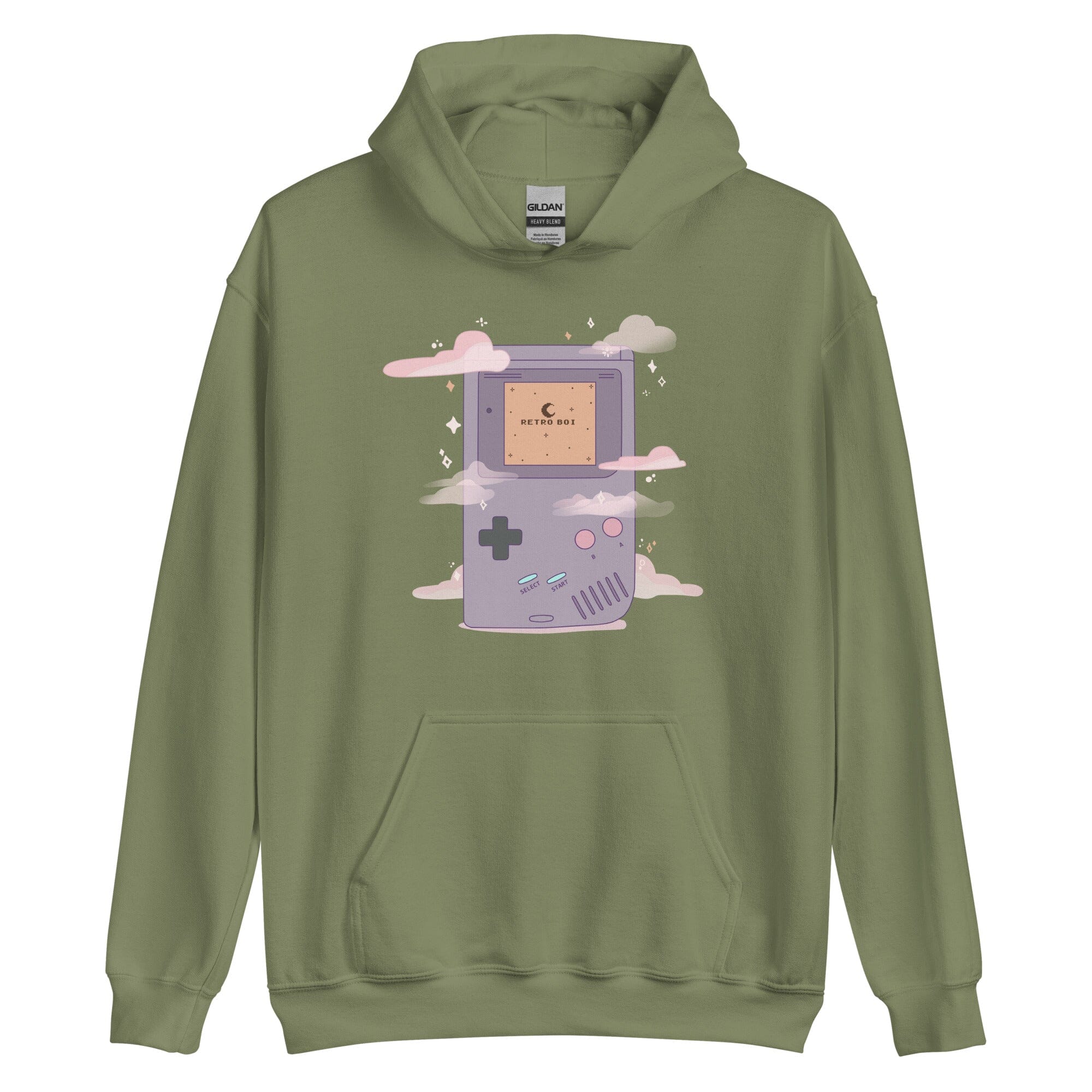 Retro Boi | Unisex Hoodie | Retro Gaming Threads & Thistles Inventory Military Green S 