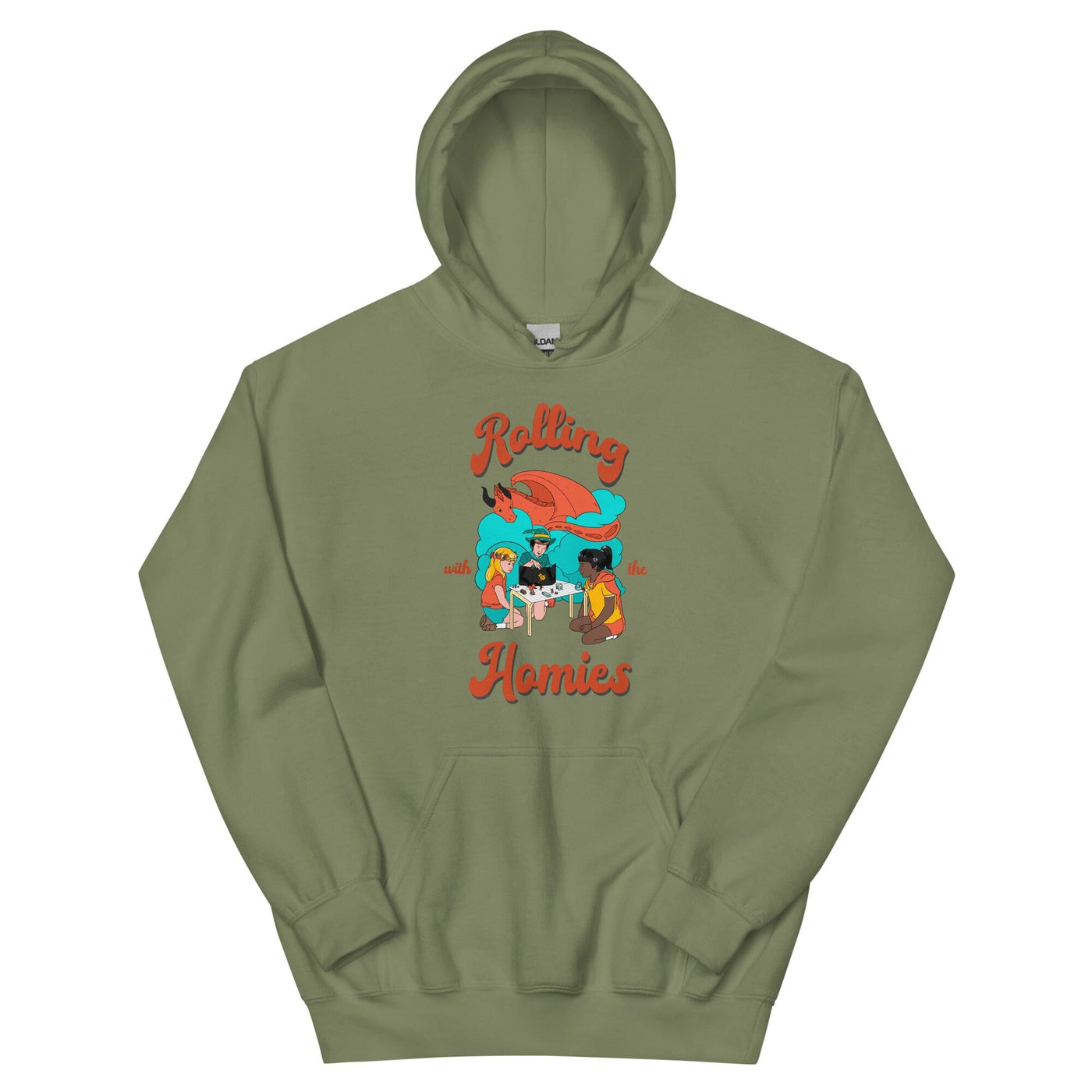 Rolling with the Homies | Unisex Hoodie | Retro Gaming Threads & Thistles Inventory Military Green S 