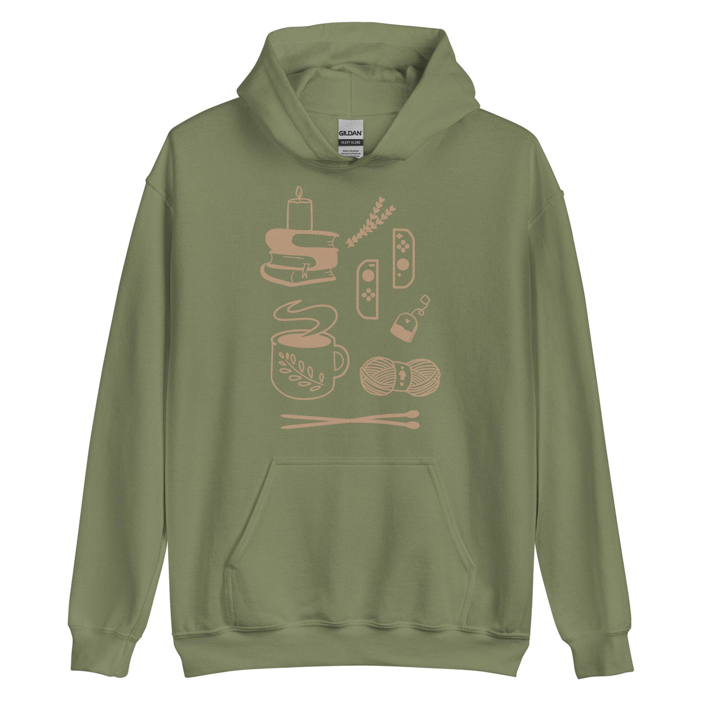 Cozy Hobbies | Unisex Hoodie | Cozy Gamer Threads & Thistles Inventory Military Green S 