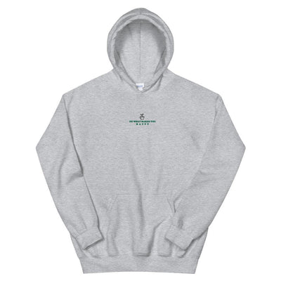 Happy | Embroidered Unisex Hoodie | Animal Crossing Threads and Thistles Inventory Sport Grey S 