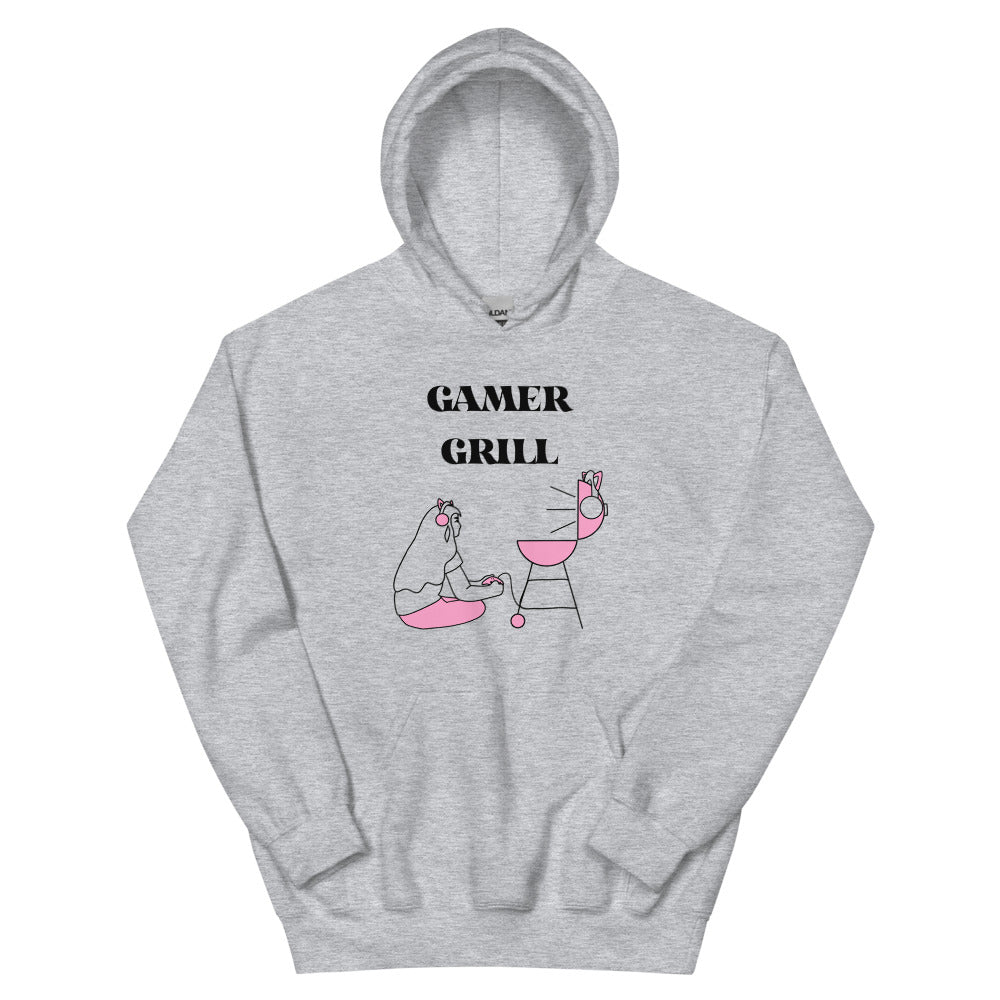 Gamer Grill | Unisex Hoodie | Feminist Gamer Threads and Thistles Inventory Sport Grey S 