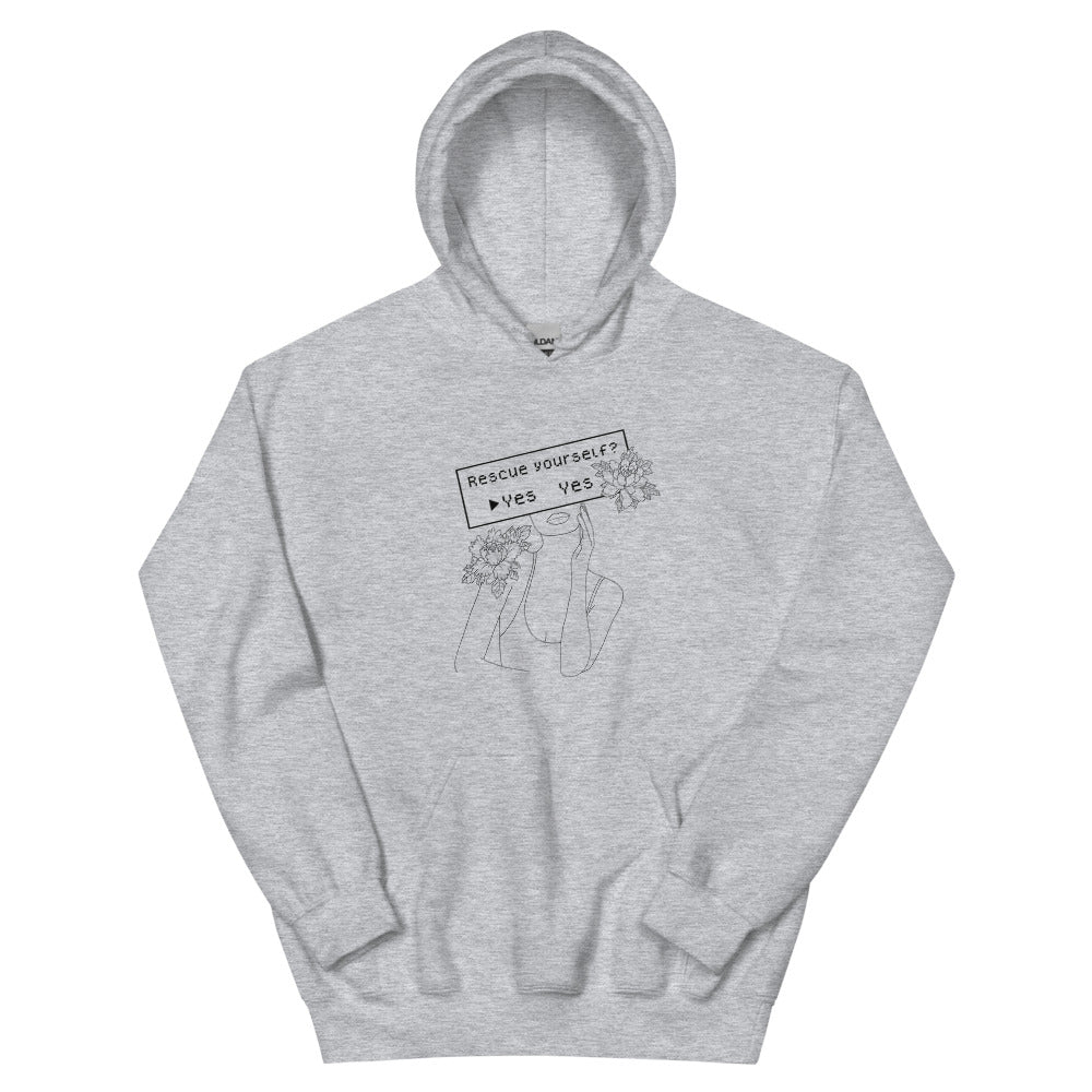 Rescue Yourself? | Unisex Hoodie | Feminist Gamer Threads and Thistles Inventory Sport Grey S 
