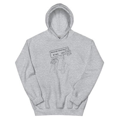 Rescue Yourself? | Unisex Hoodie | Feminist Gamer Threads and Thistles Inventory Sport Grey S 