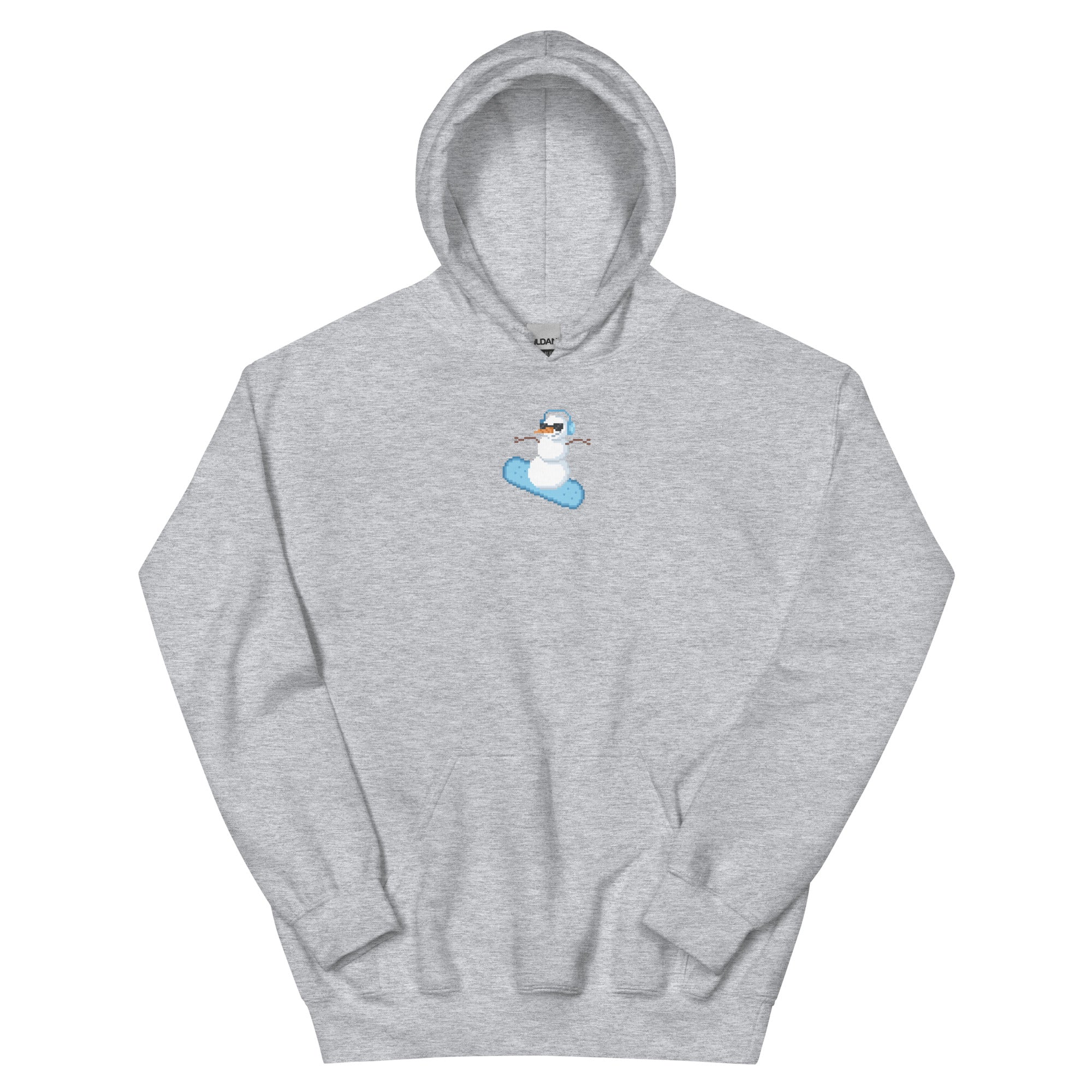 Pixel Snowman | Christmas Unisex Hoodie Threads & Thistles Inventory Sport Grey S 