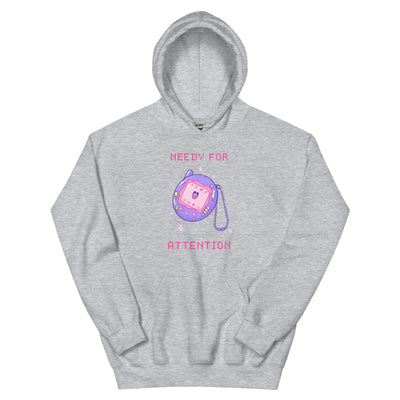 Needy for Attention | Unisex Hoodie | Retro Gaming Threads & Thistles Inventory Sport Grey S 