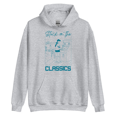 Stuck on the Classics | Unisex Hoodie | Retro Gaming Threads & Thistles Inventory Sport Grey S 
