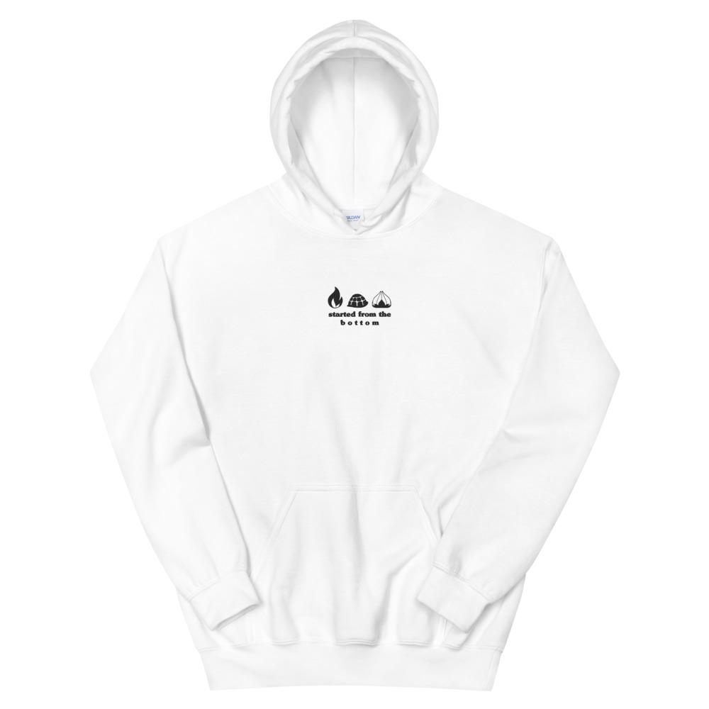 Started from the Bottom | Embroidered Unisex Hoodie | Pokemon Threads and Thistles Inventory White S 