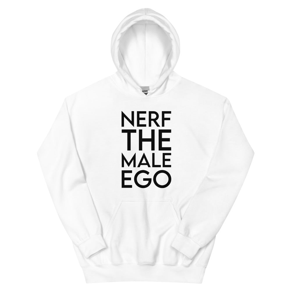 Nerf the Male Ego | Unisex Hoodie | Feminist Gamer Threads and Thistles Inventory White S 