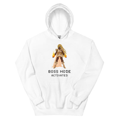 Boss mode | Unisex Hoodie | Feminist Gamer Threads and Thistles Inventory White S 