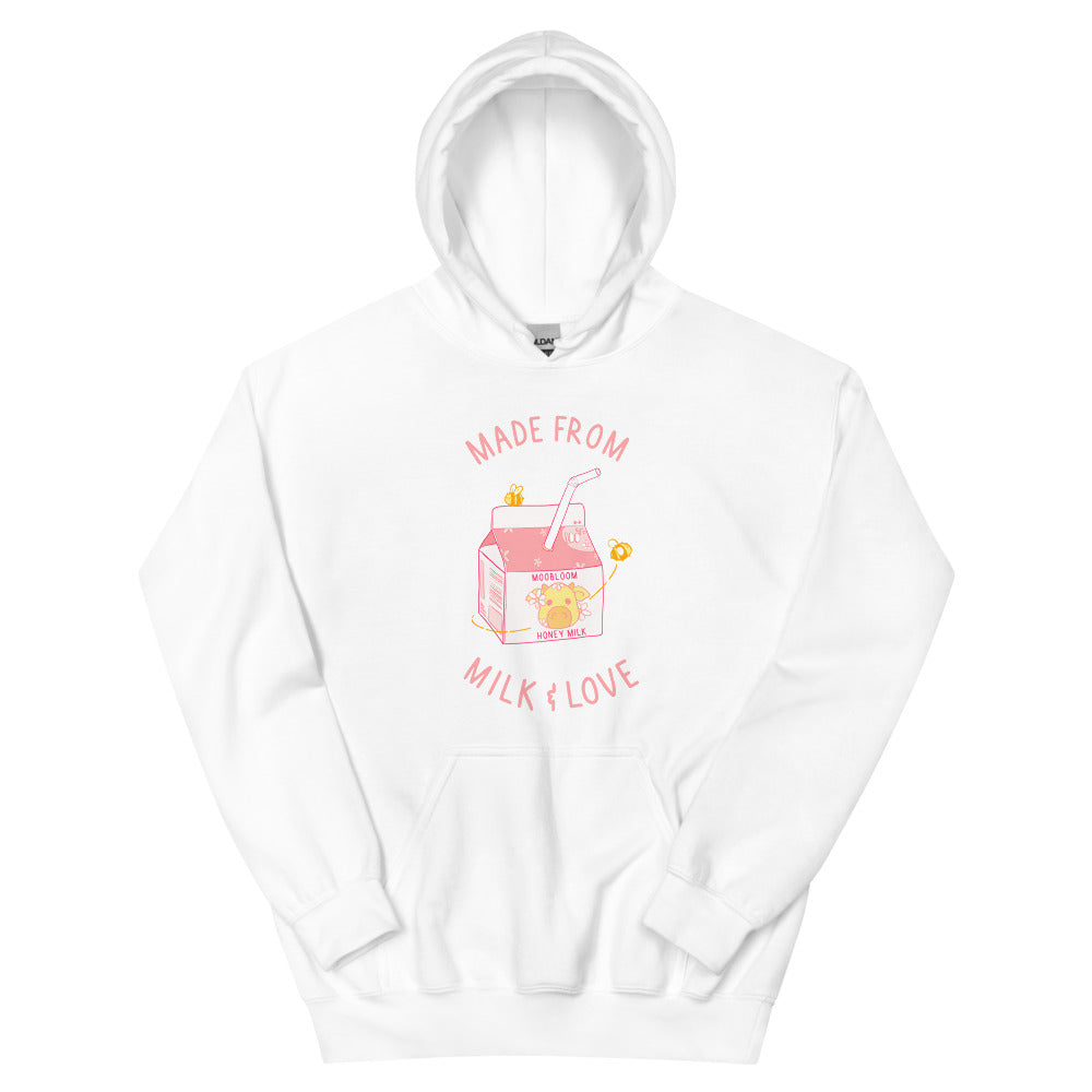 Milk and Love | Unisex Hoodie | Minecraft Threads and Thistles Inventory White S 
