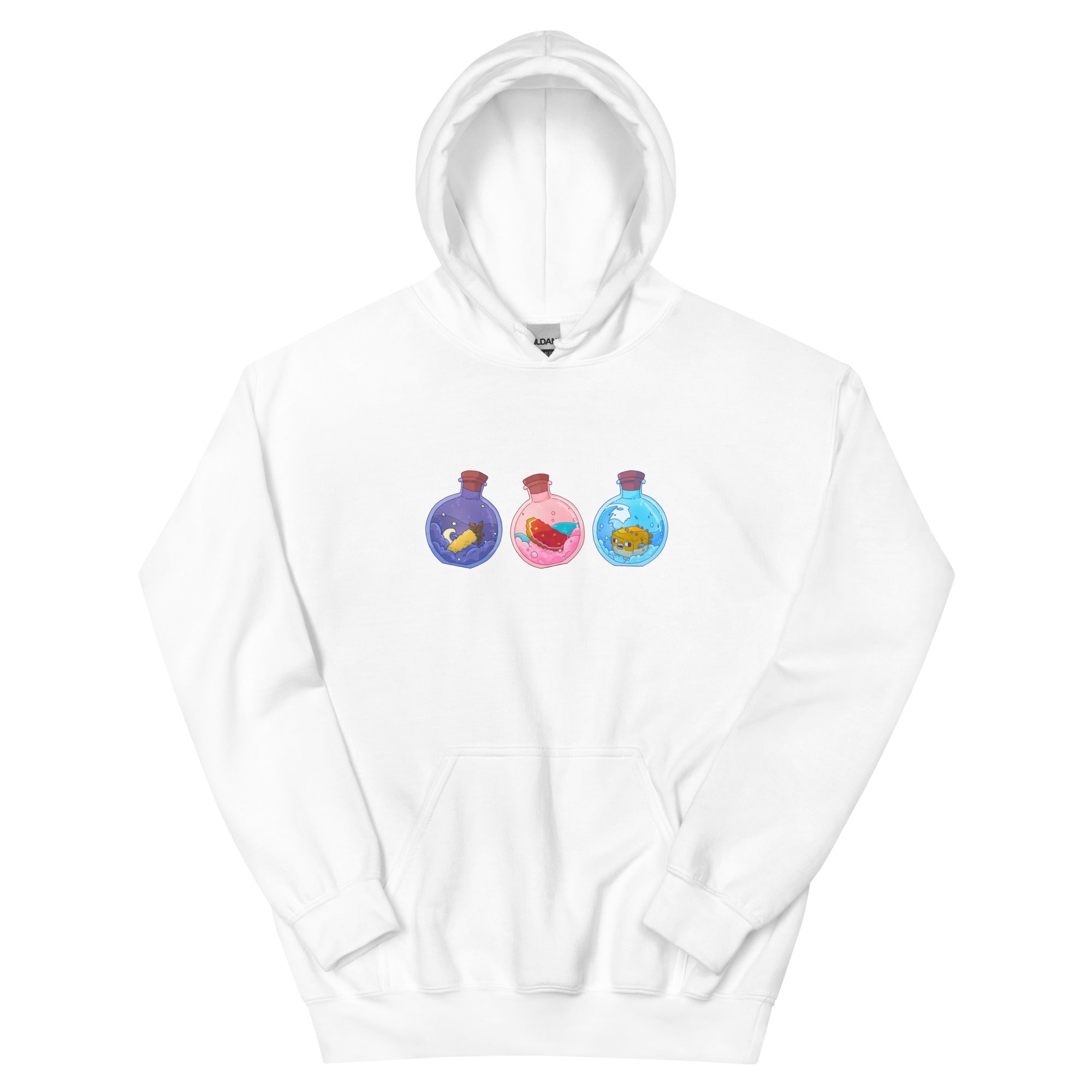 Potion Bottles | Unisex Hoodie | Minecraft Threads and Thistles Inventory White S 