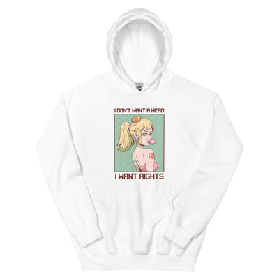I Want Rights | Unisex Hoodie | Feminist Gamer Threads and Thistles Inventory White S 