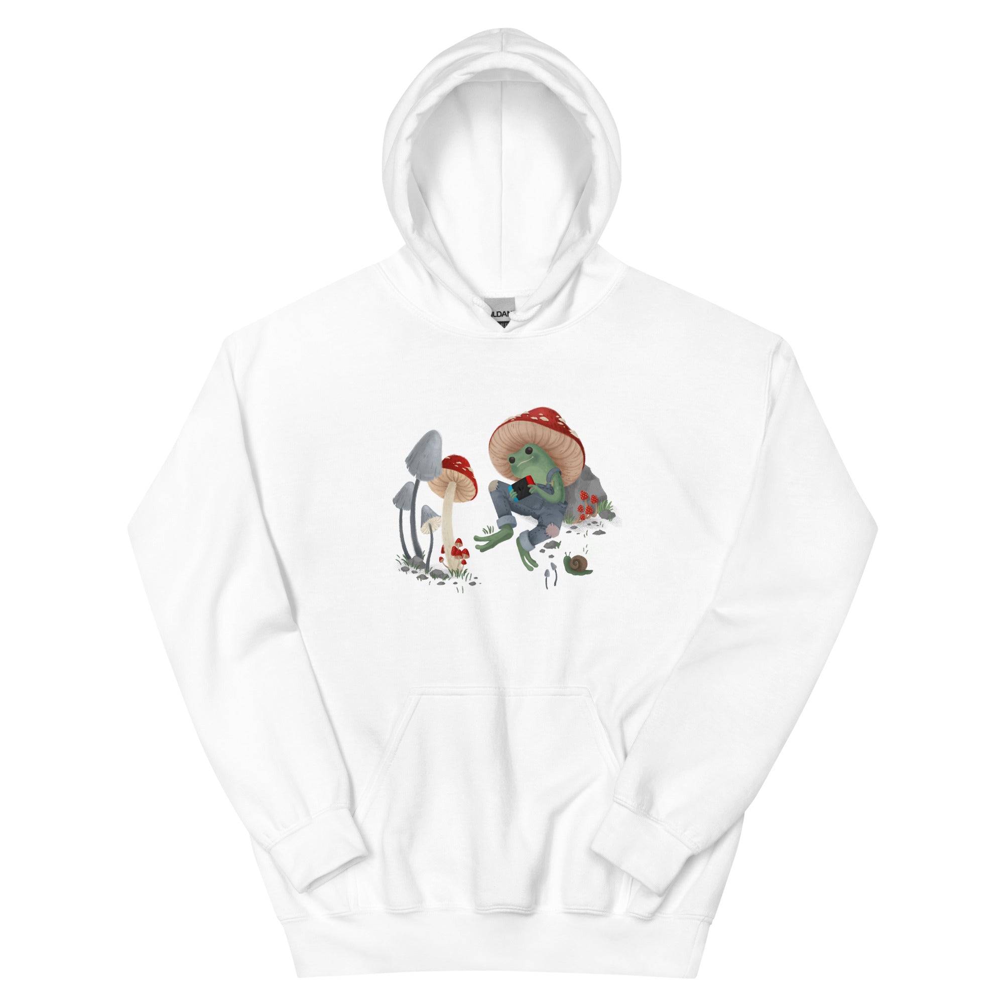 Cottagecore Frog | Unisex Hoodie | Cozy Gamer Threads and Thistles Inventory White S 