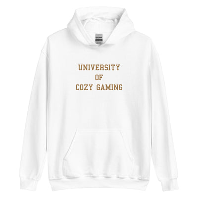 University of Cozy Gaming | Embroidered Unisex Hoodie | Cozy Gamer Threads and Thistles Inventory White S 