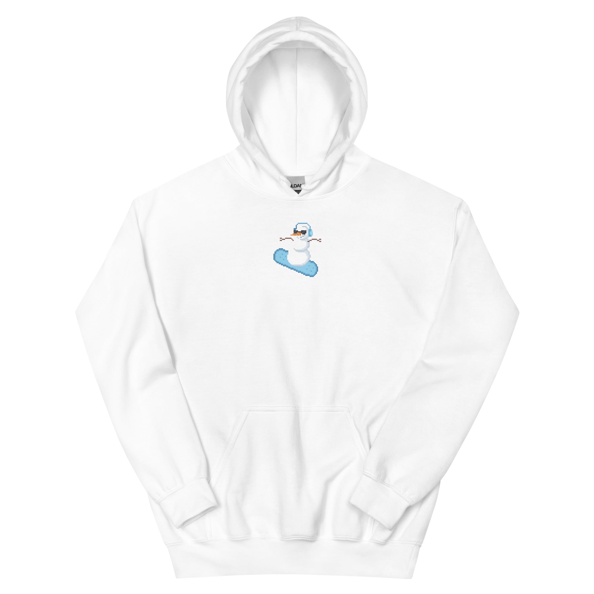 Pixel Snowman | Christmas Unisex Hoodie Threads & Thistles Inventory White S 
