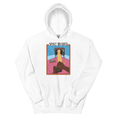 Space Invader | Unisex Hoodie | Retro Gaming Threads & Thistles Inventory White S 