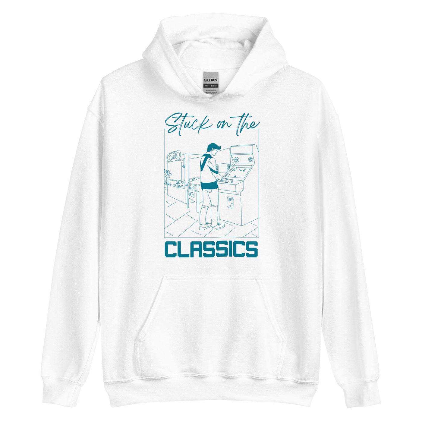 Stuck on the Classics | Unisex Hoodie | Retro Gaming Threads & Thistles Inventory White S 