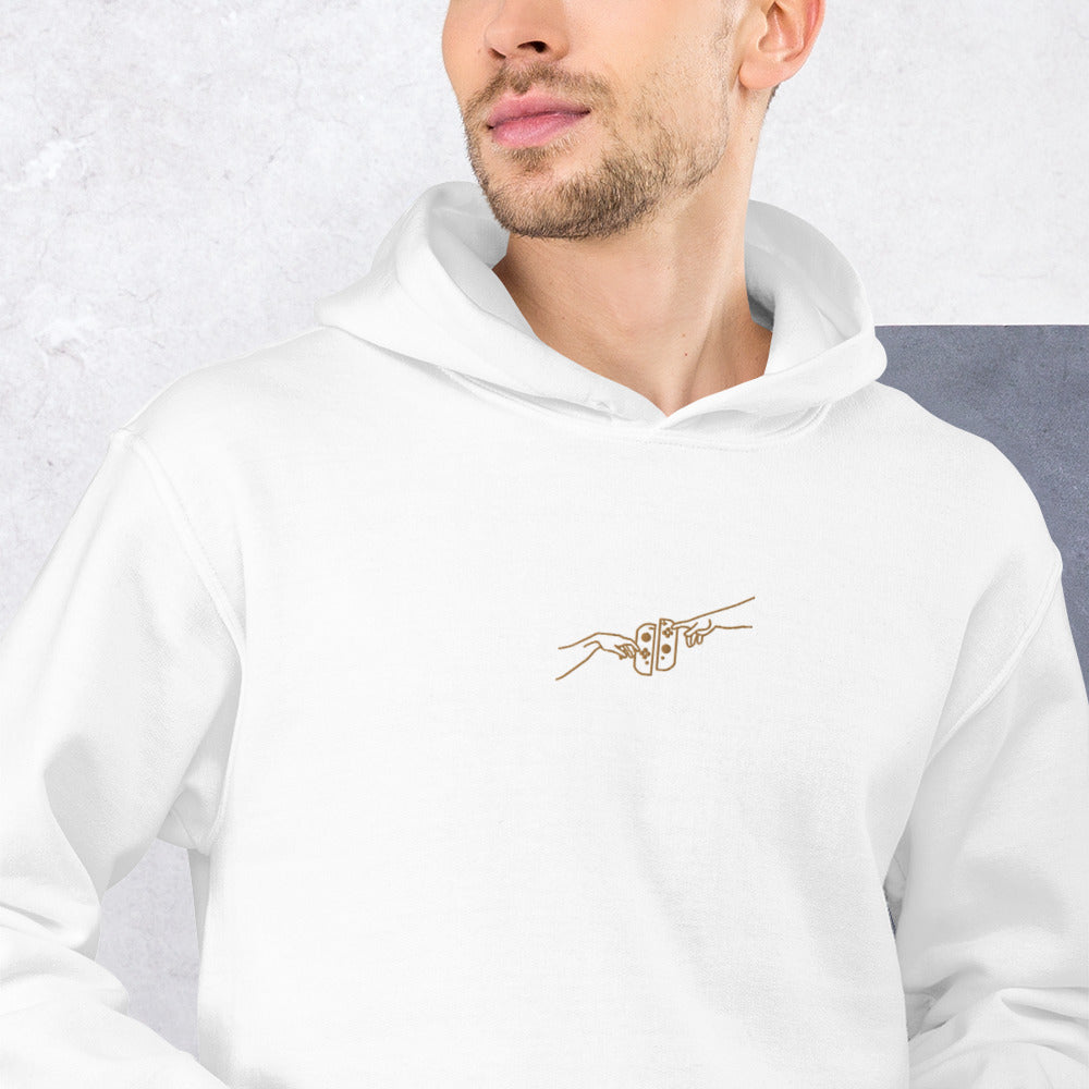 The Creation of Switch | Embroidered Unisex Hoodie | Cozy Gamer Threads and Thistles Inventory 