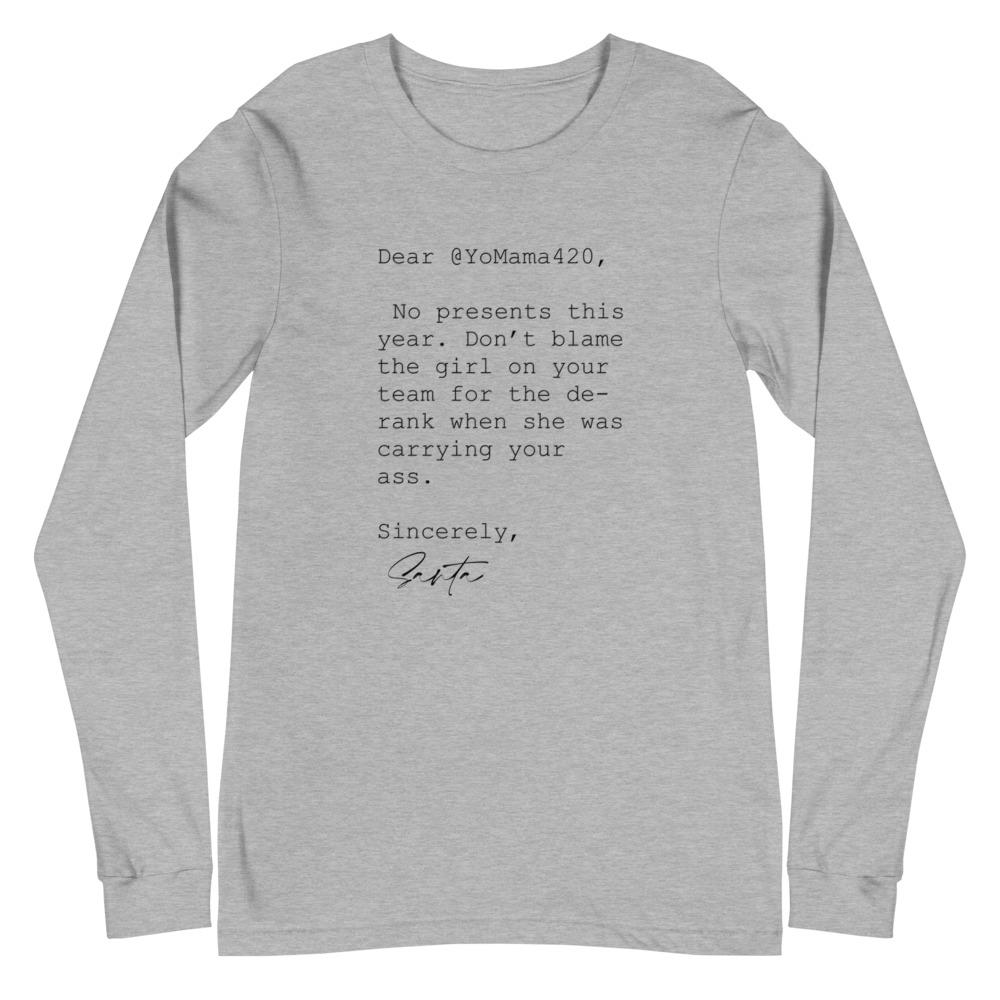 Sincerely Santa | Unisex Long Sleeve Tee Threads and Thistles Inventory Athletic Heather XS 