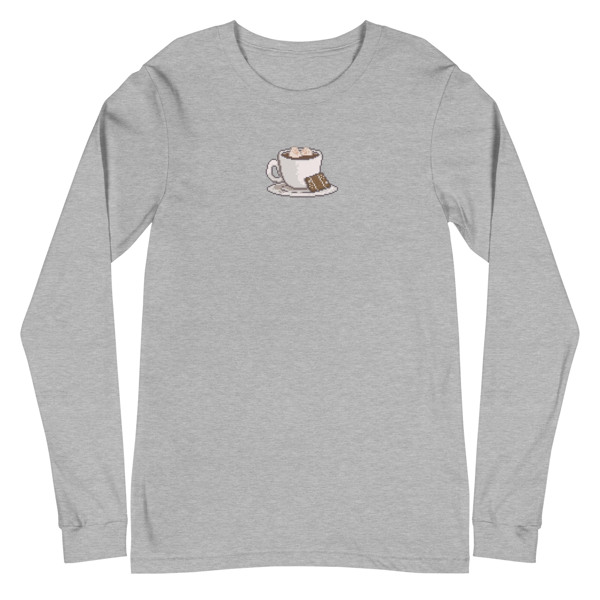 Pixelated Cocoa and Switch | Unisex Long Sleeve Tee | Cozy Gamer T-Shirt Threads & Thistles Inventory Athletic Heather XS 