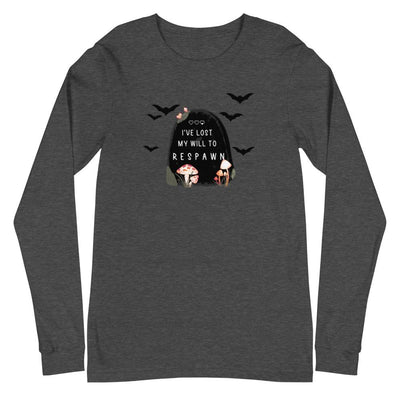 My Will to Respawn | Unisex Long Sleeve Tee Threads and Thistles Inventory Dark Grey Heather XS 