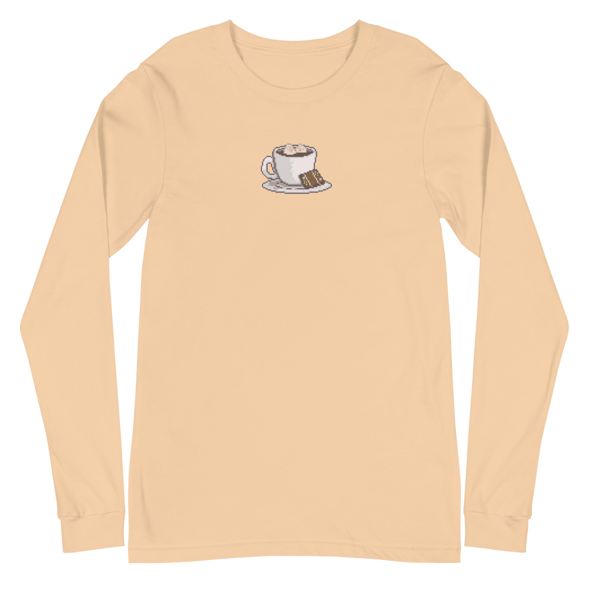 Pixelated Cocoa and Switch | Unisex Long Sleeve Tee | Cozy Gamer T-Shirt Threads & Thistles Inventory Sand Dune XS 