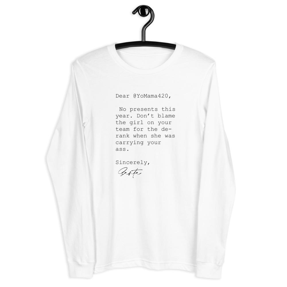 Sincerely Santa | Unisex Long Sleeve Tee Threads and Thistles Inventory 