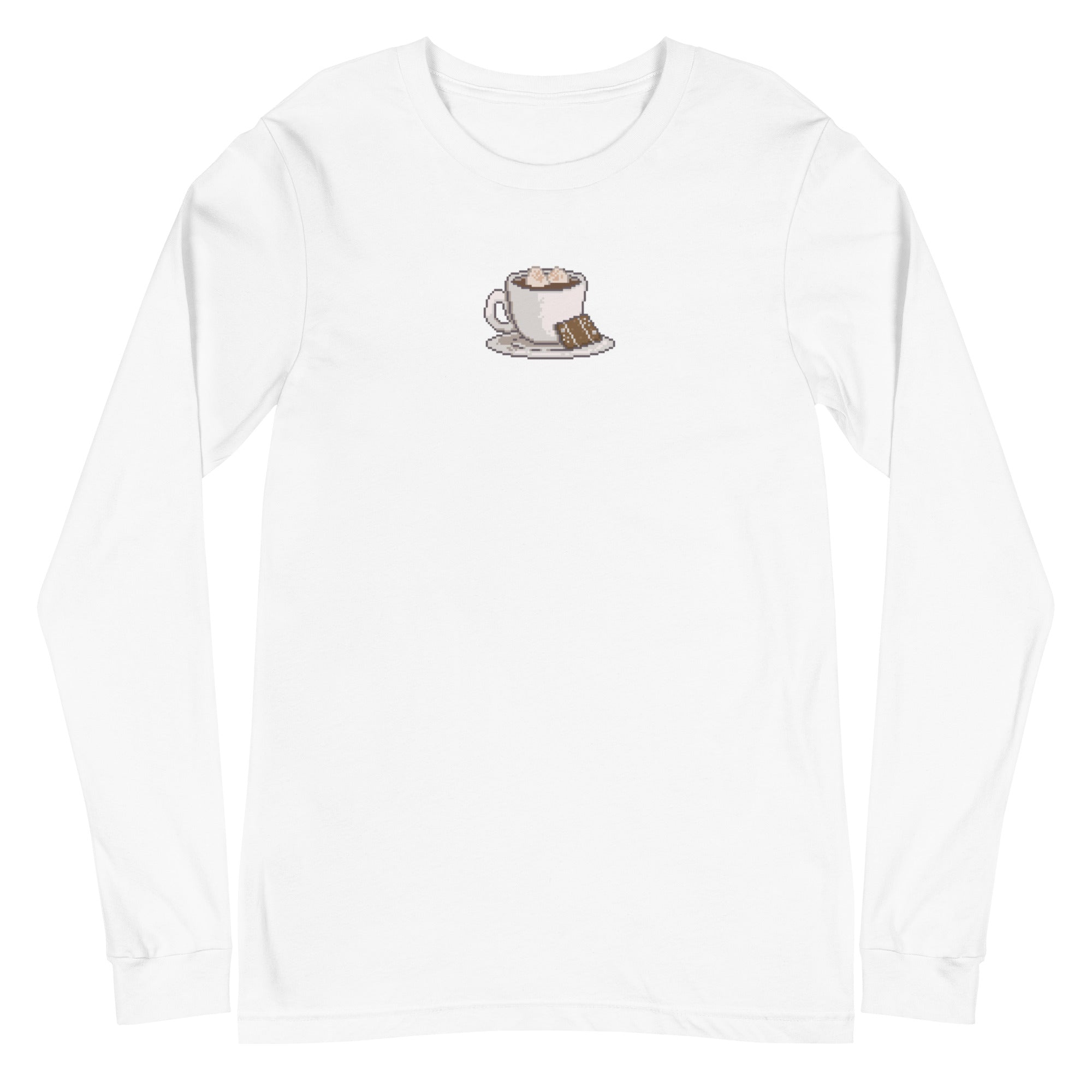 Pixelated Cocoa and Switch | Unisex Long Sleeve Tee | Cozy Gamer T-Shirt Threads & Thistles Inventory White XS 