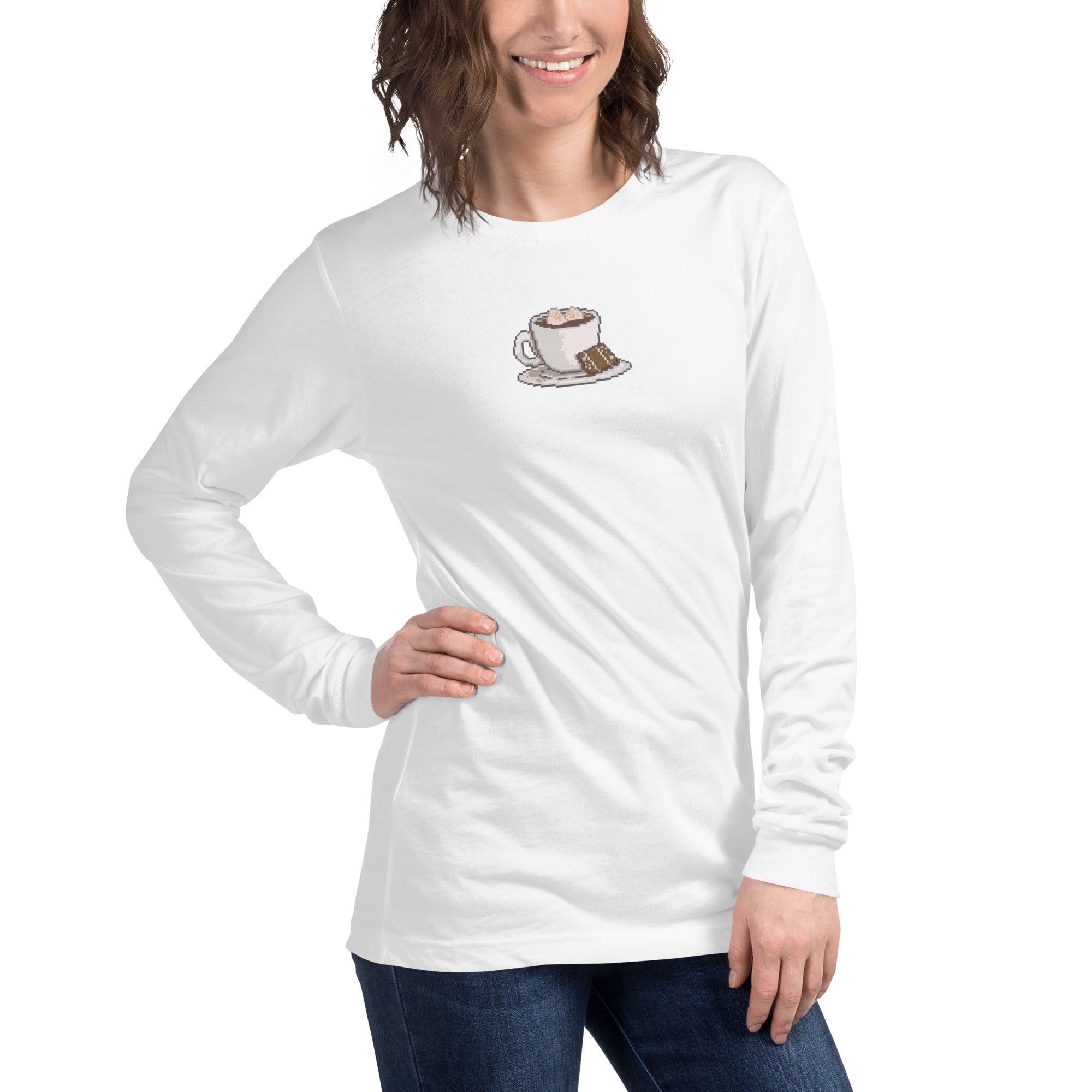 Pixelated Cocoa and Switch | Unisex Long Sleeve Tee | Cozy Gamer T-Shirt Threads & Thistles Inventory 