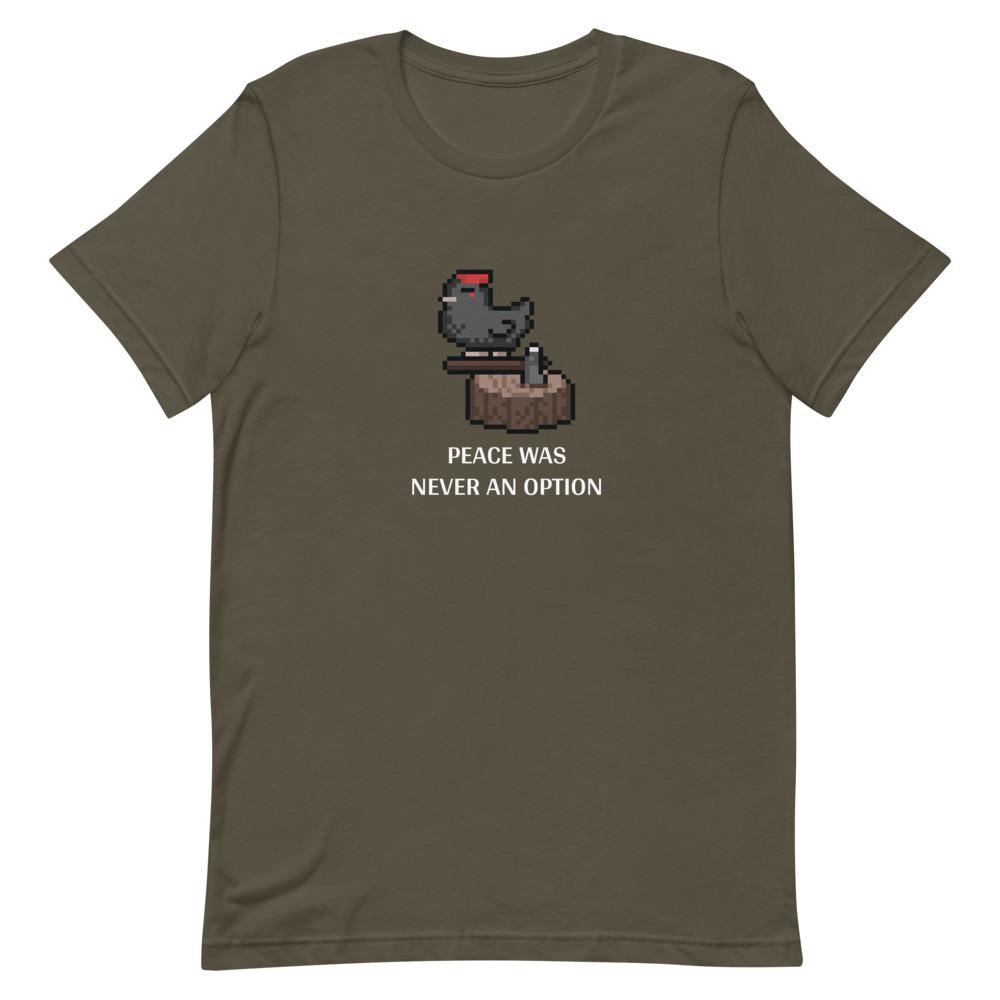 Peace Was Never an Option | Short-Sleeve Unisex T-Shirt | Stardew Valley Threads and Thistles Inventory Army S 