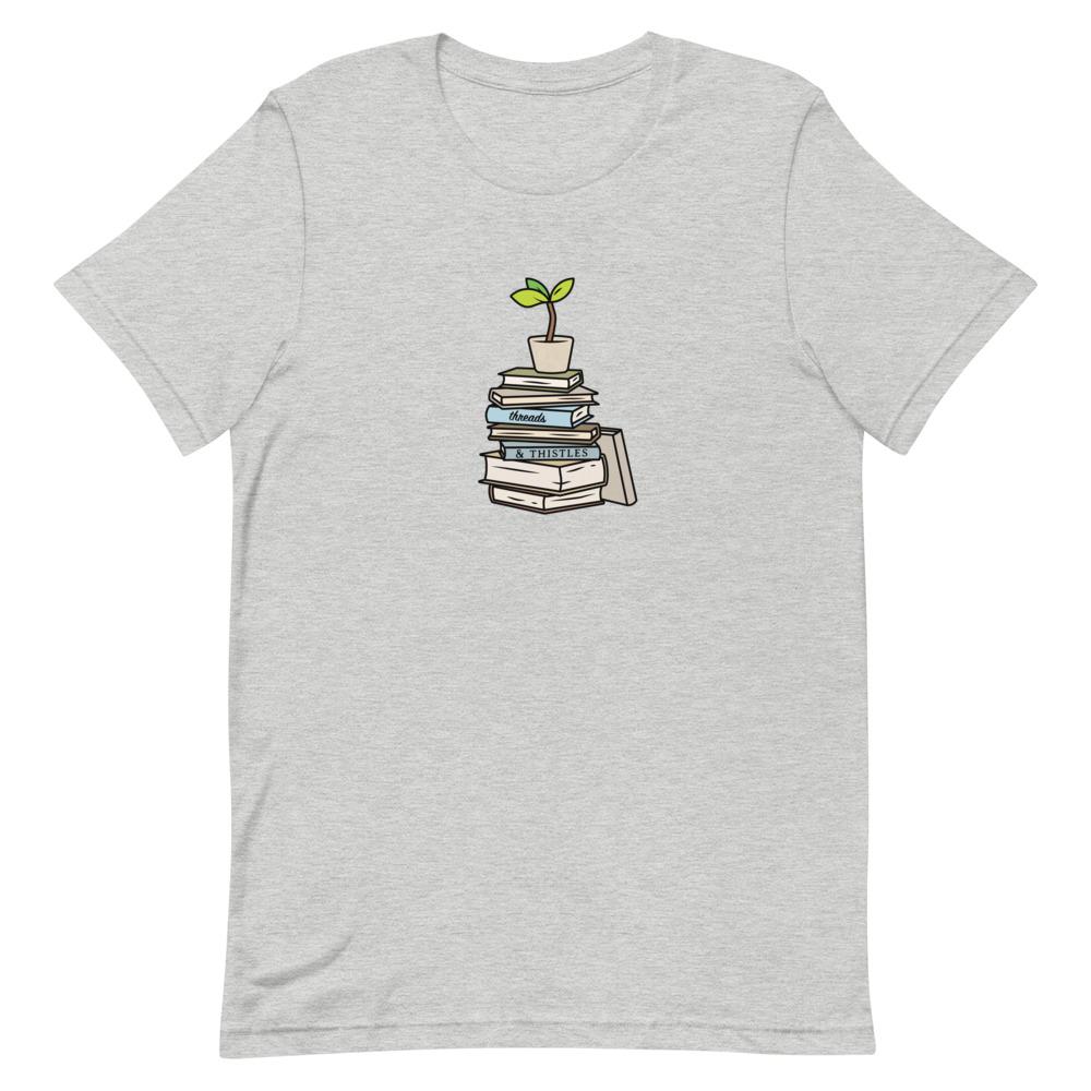 Books & Sapling | Short-Sleeve Unisex T-Shirt | Animal Crossing Threads and Thistles Inventory Athletic Heather S 