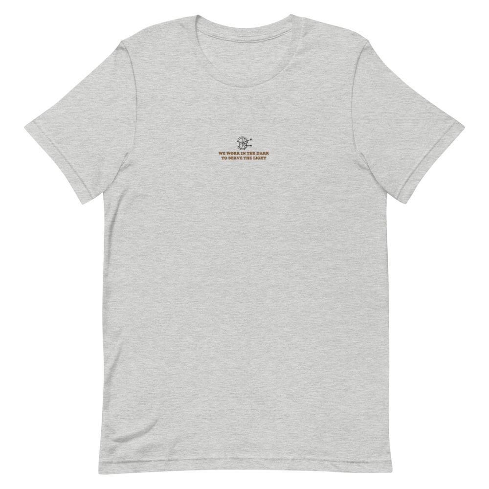 Serve the Light | Embroidered Short-Sleeve Unisex T-Shirt | Assassin's Creed Threads and Thistles Inventory Athletic Heather S 