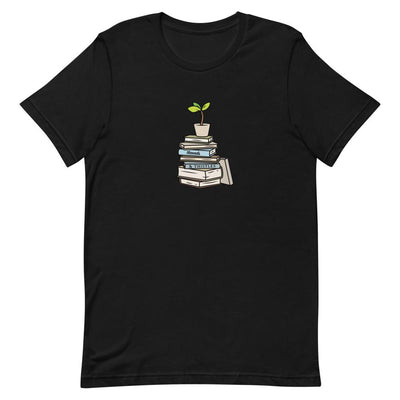 Books & Sapling | Short-Sleeve Unisex T-Shirt | Animal Crossing Threads and Thistles Inventory Black S 