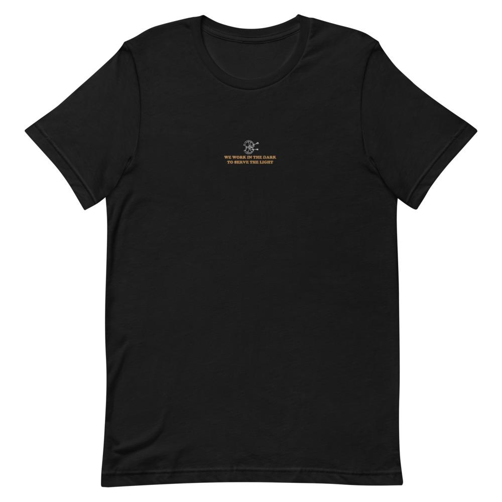 Serve the Light | Embroidered Short-Sleeve Unisex T-Shirt | Assassin's Creed Threads and Thistles Inventory Black S 