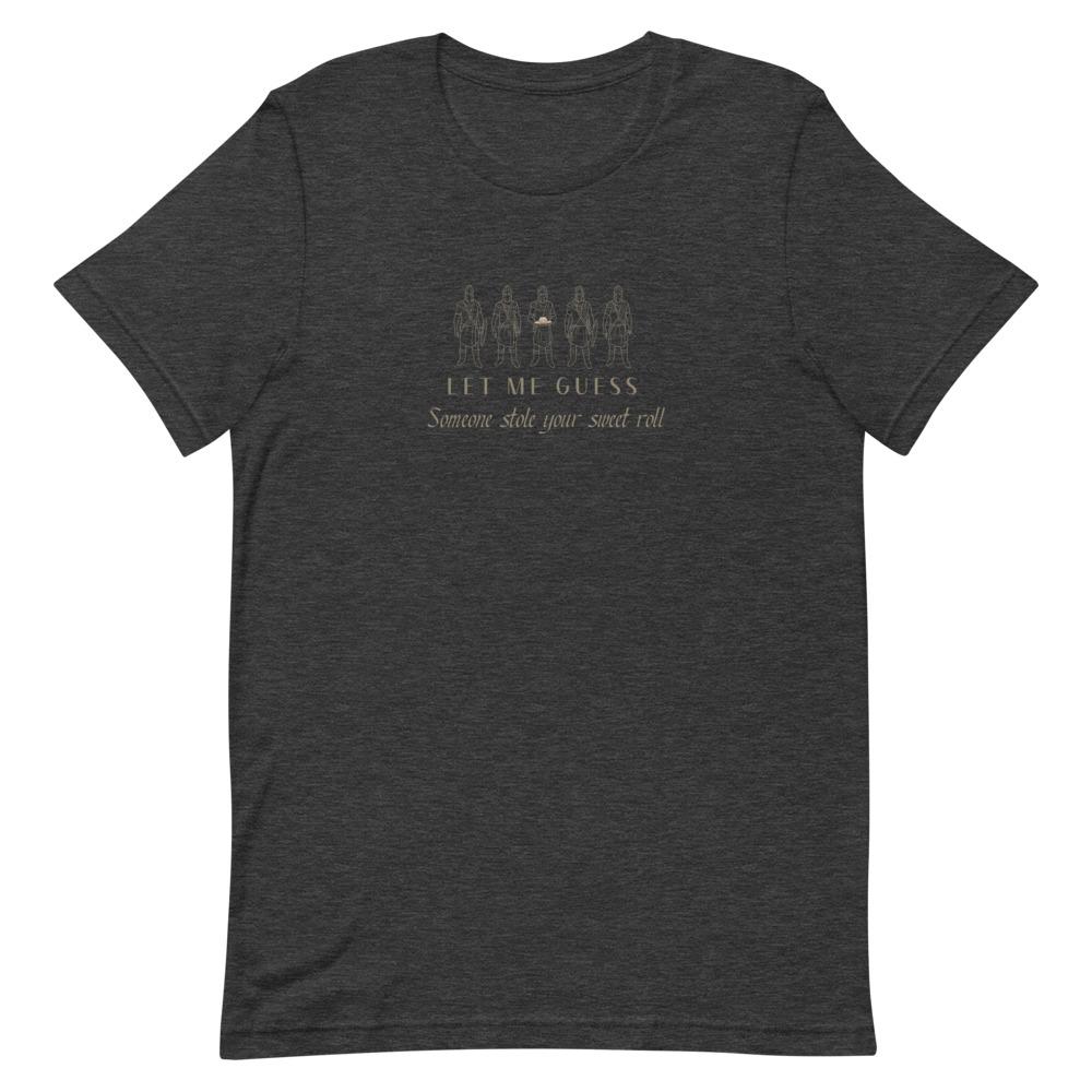 Sweet Roll | Short-Sleeve Unisex T-Shirt | Skyrim Threads and Thistles Inventory Dark Grey Heather XS 