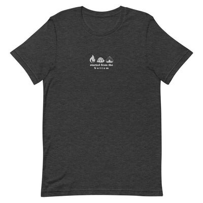 Started from the Bottom | Embroidered Short-Sleeve Unisex T-Shirt | Pokemon Threads and Thistles Inventory Dark Grey Heather XS 