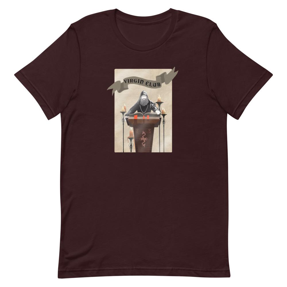 Virgin Club | Short-Sleeve Unisex T-Shirt | Skyrim Threads and Thistles Inventory Oxblood Black S 