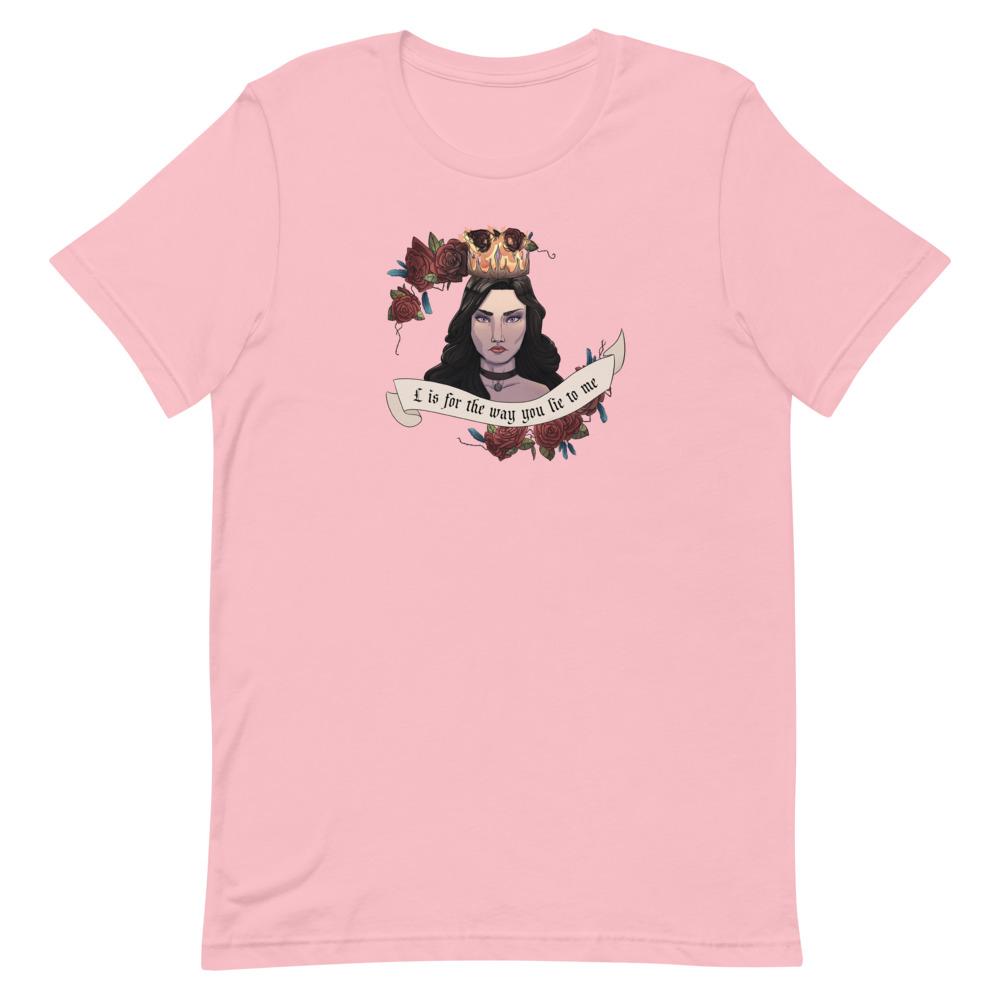 Lie to me | Short-Sleeve Unisex T-Shirt | The Witcher Threads and Thistles Inventory Pink S 