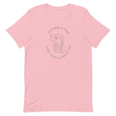Nothing is True | Short-Sleeve Unisex T-Shirt | Assassin's creed Threads and Thistles Inventory Pink S 